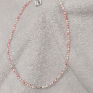 Natural Pink Conch Shell And Sterling Silver "Desert Pearls" Beaded Necklace